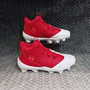 Under Armour UA Harper 9 TPU Youth Baseball Cleats Boys Red White Size 4.5Y